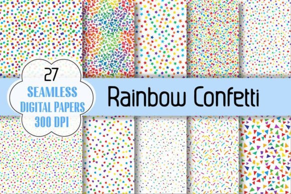A Closer Look at Rainbow Confetti Digital Paper for Creative and Commercial Projects