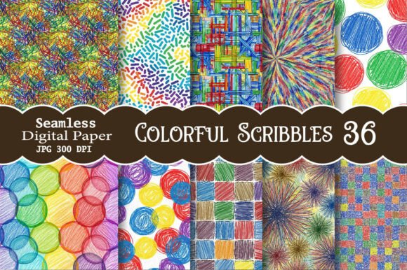 Colorful Scribbles Digital Paper for Creative Projects