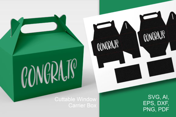 Congratulations Gable Favor Box with Decorative Text Cutout