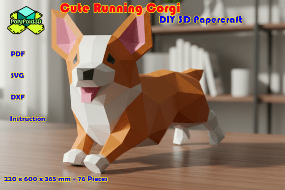 Cute Running Corgi: A 3D Papercraft Joy