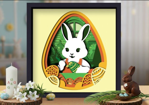 Easter Bunny Painting Egg Shadow Box: A Layered Paper Art Project That Brings Spring to Life