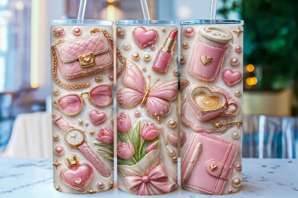 Elevate Your Style with a 3D Pink Fashion Tumbler Wrap