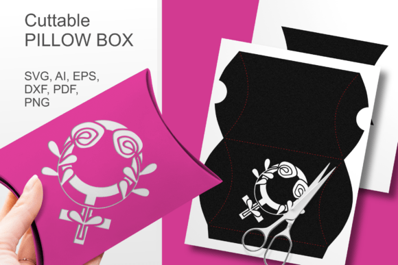 Floral Female Symbol Pillow Box Gift Template