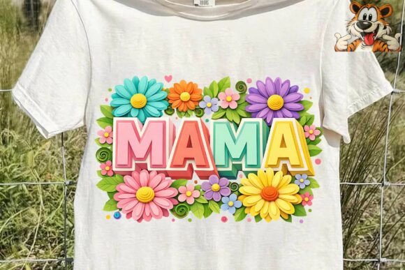 Mama Floral 3D Text Sublimation PNG Digital Design