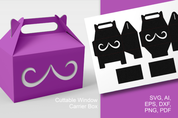 Mustache 2 Gable Window Box Crafting Template SVG