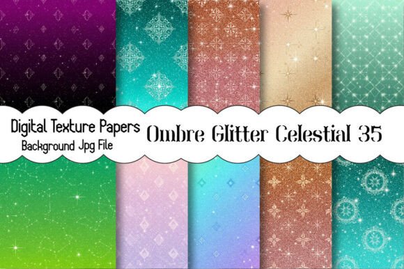 Ombre Glitter Celestial Digital Paper Texture