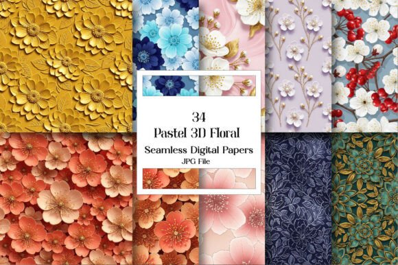 Pastel 3D Floral Seamless Patterns: A Versatile Design Resource