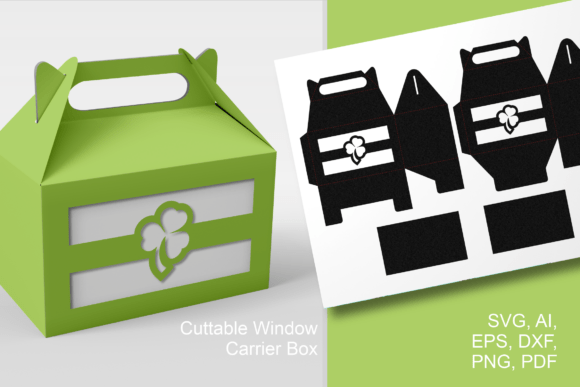 Shamrock Window – Gable Box Template SVG for St. Patrick’s Day Favors and Everyday Gift Packaging