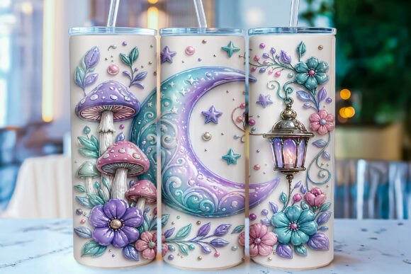 Step into a Dreamy Fantasy: The Enchantment of the 3D Moon Mushroom Tumbler Wrap