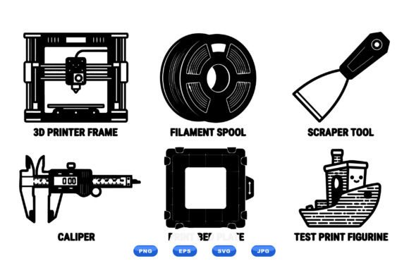 Streamlining Technical Communication with a 3D Printer Icons SVG Pack